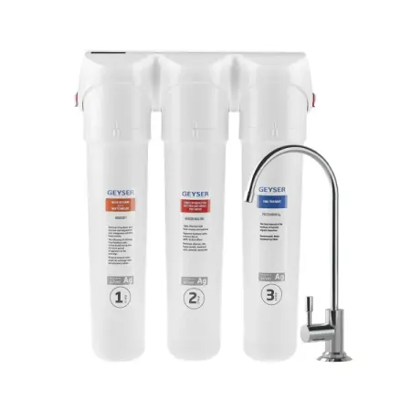 Фильтр под мойку Гейзер Смарт Макс Био для жесткой воды 3 ступени быстросъемный кран в комплекте