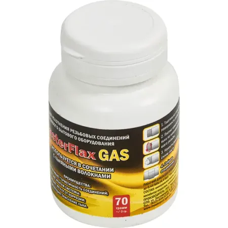 Паста уплотнительная Masterflax для газа 70 г со льном паста уплотнительная masterpak для воды 70 г