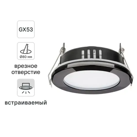 Светильник точечный встраиваемый влагозащищенный TDM Electric SQ0359-0114 под отверстие 80 мм 4 м² цвет черный