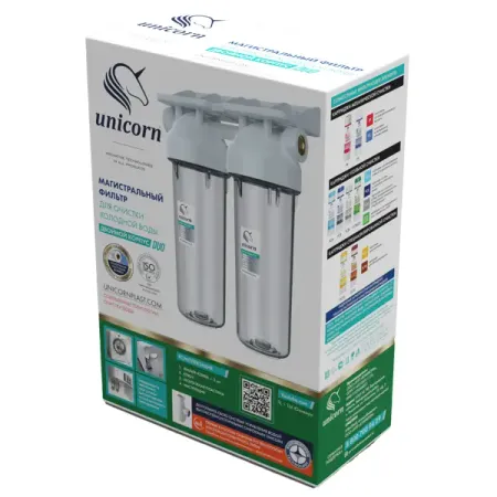 Магистральный фильтр для холодного водоснабжения (ХВС) Unicorn KSBP DUO LM двойной SL10 3/4