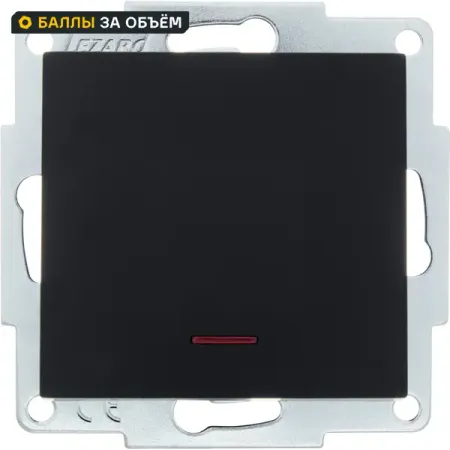 Выключатель встраиваемый Lezard Vesna 1 клавиша с подсветкой цвет матовый черный