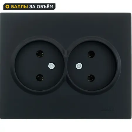 Розетка двойная встраиваемая Lezard Vesna 742-4200-128B без заземления цвет черный