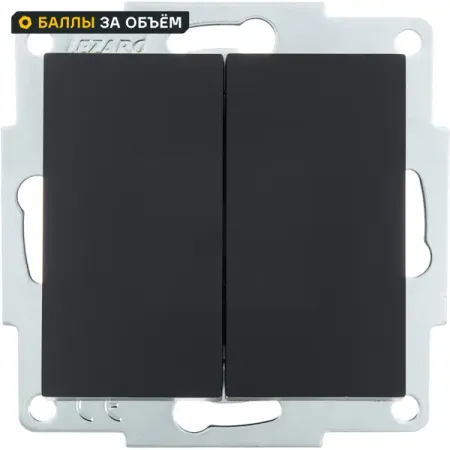 Выключатель встраиваемый Lezard Vesna 742-4288-101 2 клавиши цвет матовый черный автоматические клеммы penmenbowmen 2 0 мм