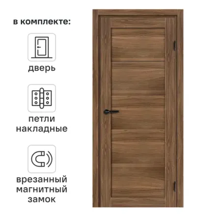 Дверь межкомнатная глухая Толедо 60x200 см CPL цвет орех галант с замком и петлями анна витальевна малышева отель толедо