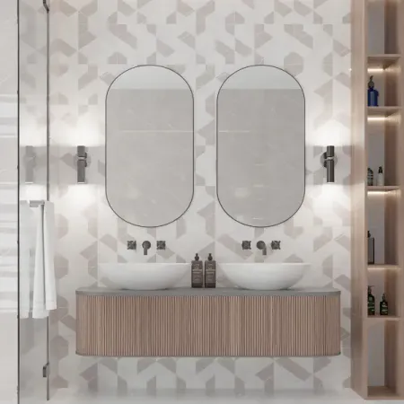 Плитка настенная Керамин Астория 3Д тип 2 40x27.5 см 1.65 м² глянцевая цвет бежево-белый