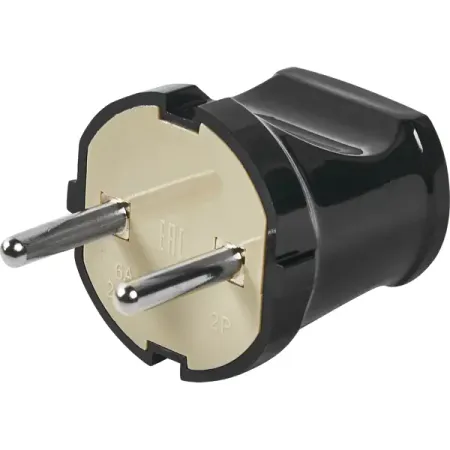 Вилка прямая Duwi 250 В без заземления 6 А цвет черный