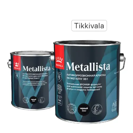 Грунт-эмаль по ржавчине 3 в 1 Tikkivala Metallista гладкая цвет черный 2.3 л