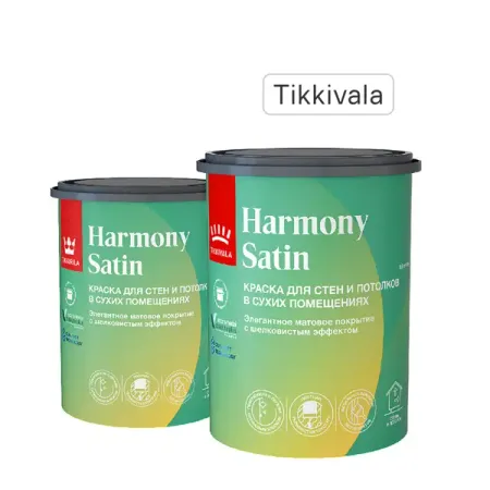 Краска для стен Tikkivala Harmony Satin моющаяся матовая прозрачная база С 0.9 л