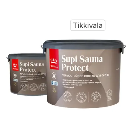 Защитный состав для стен в сауне Tikkivala Supi Sauna Protect База EP бесцветный полуматовый 9 л