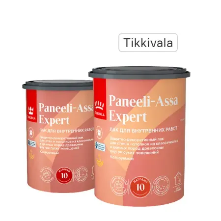 Лак для стен и потолков Tikkivala Paneeli-Assa Expert База EP бесцветный матовый 0.9 л