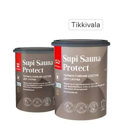 Защитный состав для стен в сауне Tikkivala Supi Sauna Protect База EP бесцветный полуматовый 0.9 л