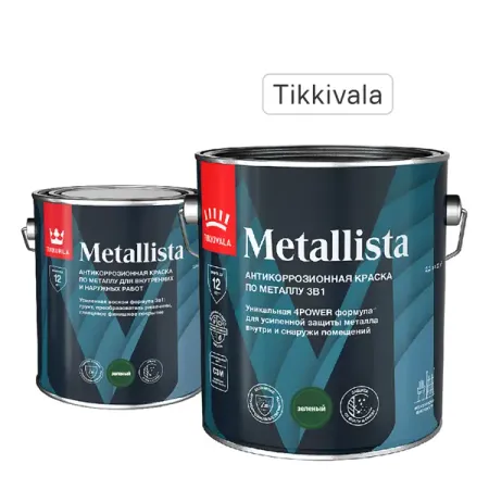 Грунт-эмаль по ржавчине 3 в 1 Tikkivala Metallista гладкая цвет зеленый 2.3 л