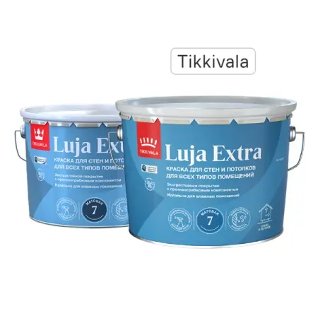 Краска для стен моющаяся экстра-стойкая Tikkivala Luja Extra матовая прозрачная база С 9 л