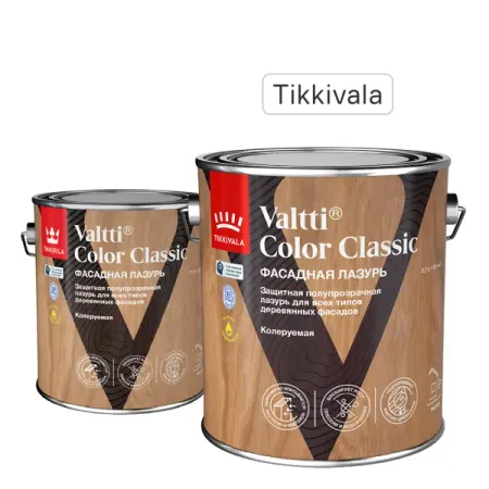 Лазурь содержащая масло Tikkivala Valtti Color Classic База EC бесцветная 2.7 л