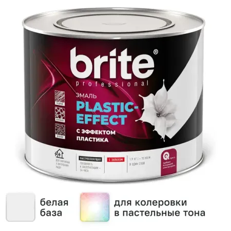 Эмаль Brite Plastic-Effect полуматовая цвет белый 1.9 кг