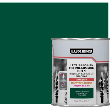 Грунт-эмаль по ржавчине 3 в 1 Luxens цвет темно-зеленый 0.9 кг иван алексеевич попов использование возможностей еиткс овд в деятельности органов предварительного следствия в системе мвд россии уч пос