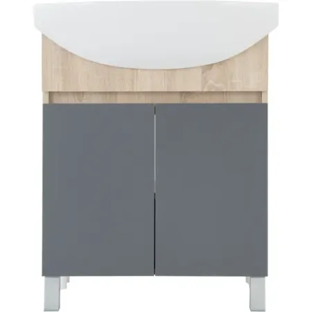 Тумба под раковину напольная Соло Элеганс 65 см цвет серый