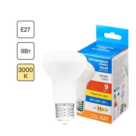 Лампа светодиодная Volpe E27 220-240 В 9 Вт гриб матовая 750 лм теплый белый свет