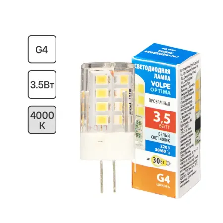 Лампа светодиодная Volpe JC G4 220-240 В 3.5 Вт кукуруза прозрачная 300 лм нейтральный белый свет андрей белый одна из обителей царства теней