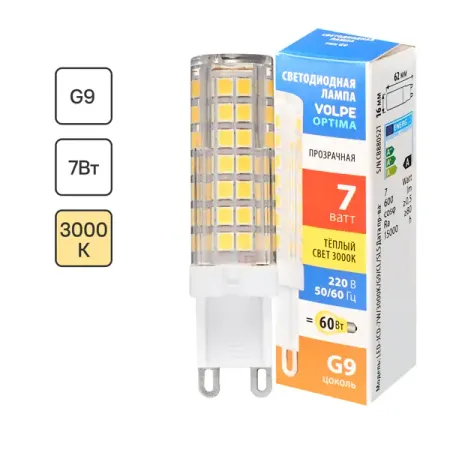 Лампа светодиодная Volpe JCD G9 220-240 В 7 Вт кукуруза прозрачная 600 лм теплый белый свет андрей белый одна из обителей царства теней