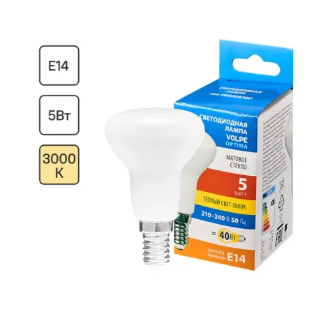 Лампа светодиодная Volpe E14 220-240 В 5 Вт гриб матовая 400 лм теплый белый свет led свечи hhlzyh теплый свет