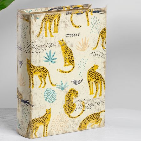 Шкатулка Glasar Cheetah в виде книги бежевая 19х7х27 см