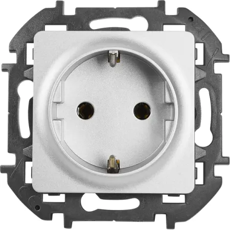 Розетка с заземлением - Lexman Lilian - со шторками 16А 250В винтовые зажимы - алюминий