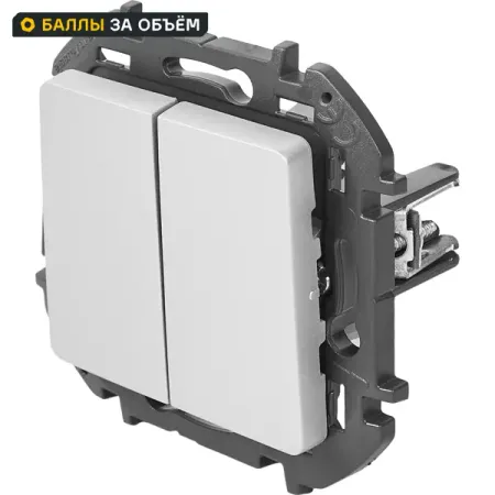 Выключатель проходной 2 клавиши Lexman Lilian 10A 250В безвинтовые зажимы алюминий переключатель kcd3 2 позиции зеленый 16а 250в