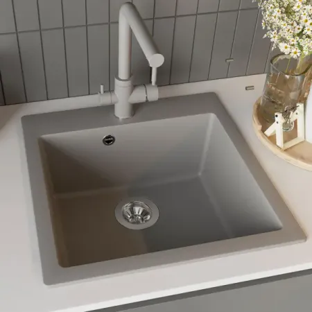 Мойка для кухни врезная Delinia 51x51 см глубина чаши 20 см кварц цвет серый шелк