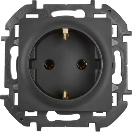 Розетка с заземлением - Lexman Lilian - без шторок 16А 250В винтовые зажимы - антрацит