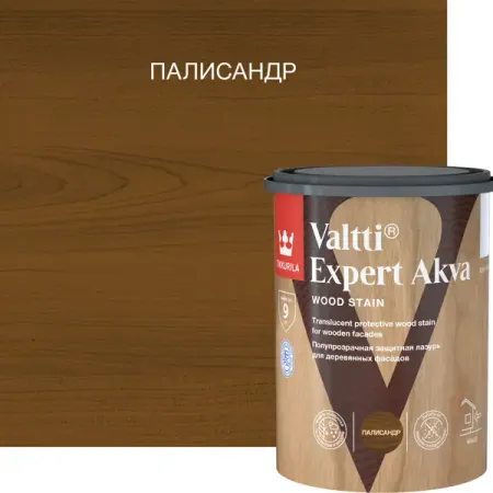 Антисептик защитно-декоративный Tikkurila Valtti Expert Akva палисандр полуматовый 0.9 л