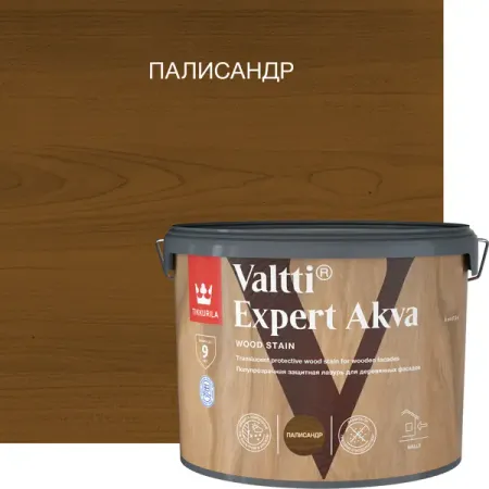 Антисептик защитно-декоративный Tikkurila Valtti Expert Akva полуматовый палисандр 9 л