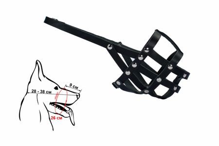 Ошейники, шлейки Yami Yami амуниция Намордник кожаный № 2, для собак средних пород (№2)