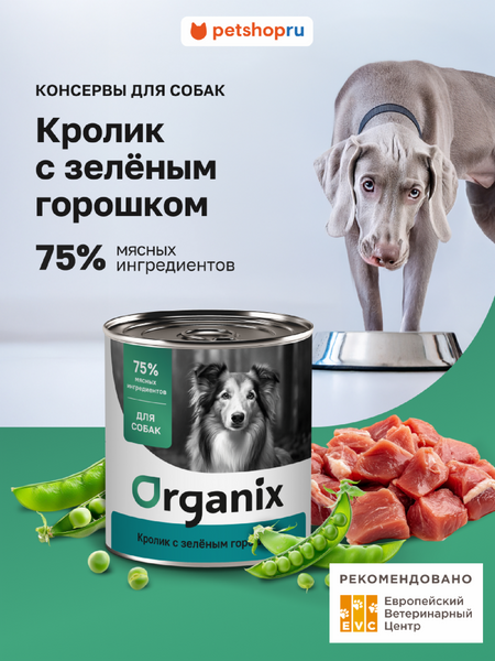 Холистики Organix консервы Консервы для собак Кролик с зеленым горошком. Влажный корм (100 г)