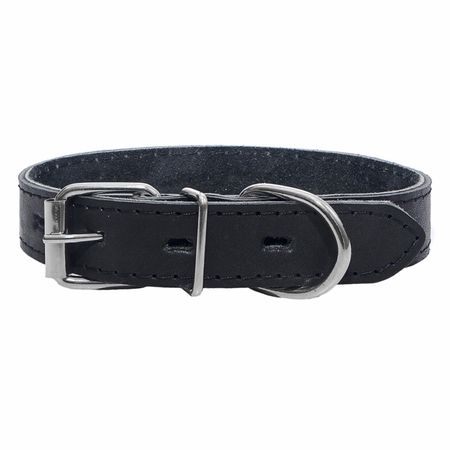 Ошейники, шлейки Yami Yami амуниция Ошейник кожаный черный, 2 слоя, с подкладкой (29-39 см)