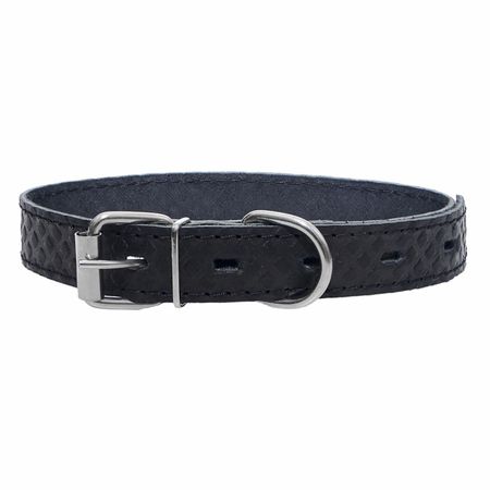 Ошейники, шлейки Yami Yami амуниция Ошейник кожаный черный, с тиснением (33-43 см)