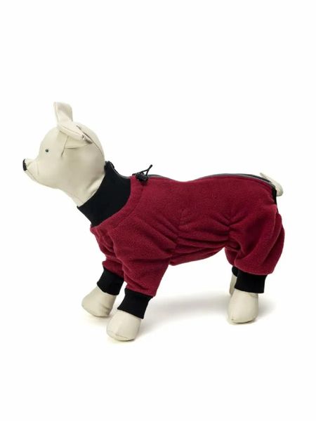Одежда OSSO Комбинезон для собак бордовый из флиса на молнии (на девочку) (65 см)