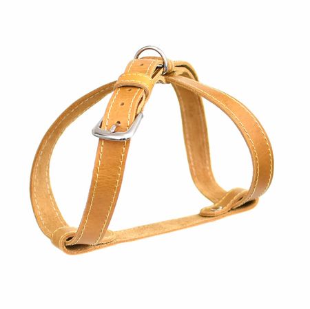 Ошейники, шлейки LeLap амуниция Шлейка Roux из натуральной кожи, рыжая (S)