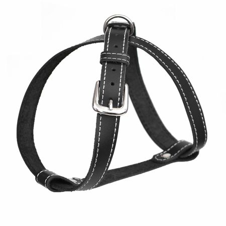Ошейники, шлейки LeLap амуниция Шлейка Noir из натуральной кожи, черная (70 г)