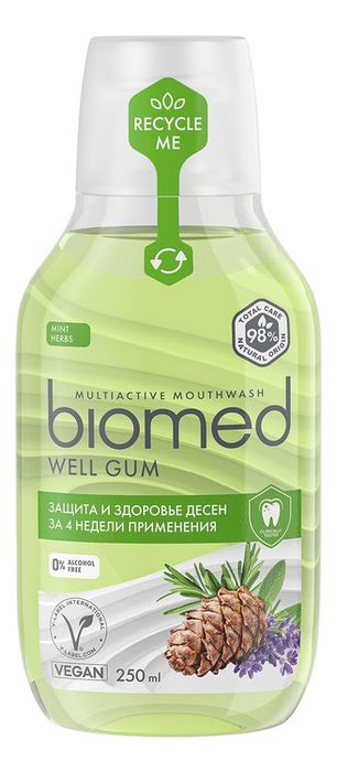 Антибактериальный ополаскиватель для полости рта Biomed Well Gum: Ополаскиватель 250мл биомед biomed well gum ополаскиватель для полости рта 250 мл комплексный