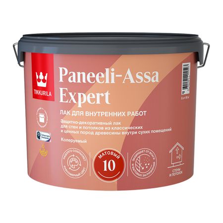 Лак акриловый интерьерный Tikkurila/Tikkivala Paneeli-Assa Expert основа EP бесцветный 9 л матовый