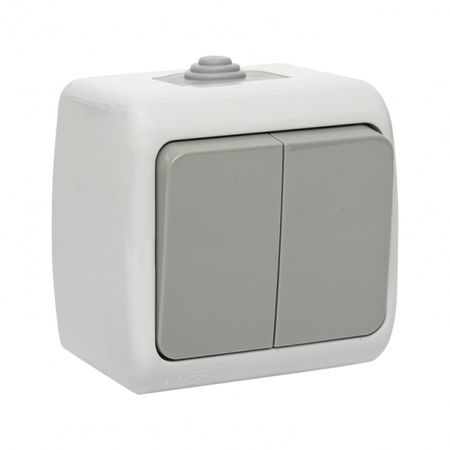 Выключатель EKF Мурманск двухклавишный накладной серый (EFV10-023-30-54)