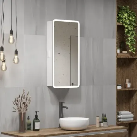 Шкаф зеркальный подвесной Flash с LED-подсветкой 40x80 см цвет белый
