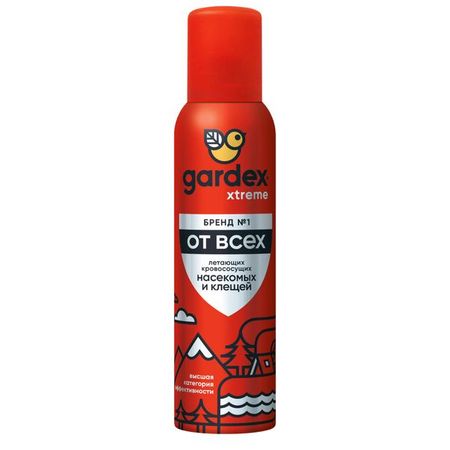 Аэрозоль-репеллент от всех летающих кровососущих насекомых и клещей Extreme Gardex/Гардекс 150мл