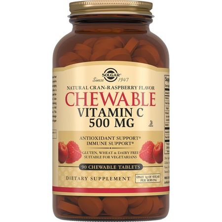 Витамин С с малиновым вкусом Solgar/Солгар таблетки 500мг 90шт