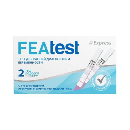 Тест-полоски для ранней диагностики беременности и качественного определения ХГЧ в моче FEAtest/Феатест 5мм 2шт