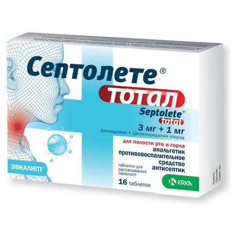 Септолете Тотал эвкалипт таблетки для рассасывания 3мг+ 1мг 16шт