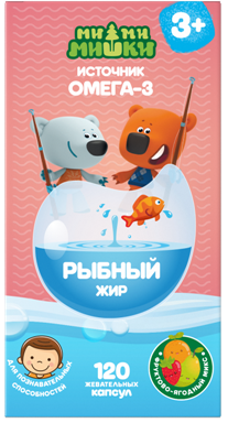 Рыбный жир детский фруктово-ягодный микс Ми-ми-мишки капсулы жевательные 400мг 120шт