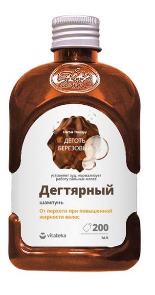 Шампунь Дегтярный от перхоти и повышенной жирности волос Vitateka/Витатека 200мл