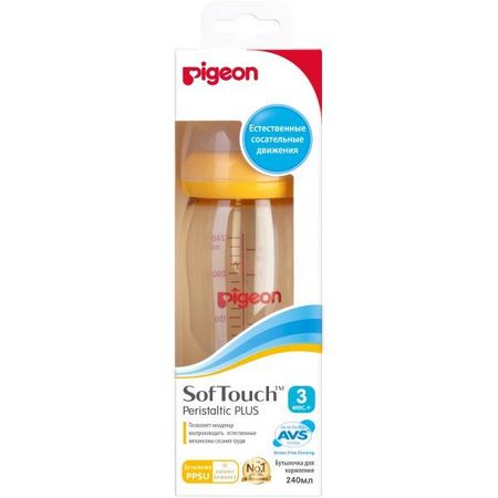 Бутылочка для кормления Pigeon (Пиджен) SofTouch Перистальтик плюс 240 мл PPSU